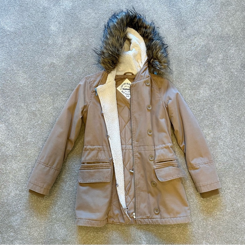 garage tan winter coat
